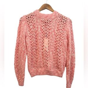 New Topshop Strawberry Cream Pink Open Knit Sweater Women’s Size 6
